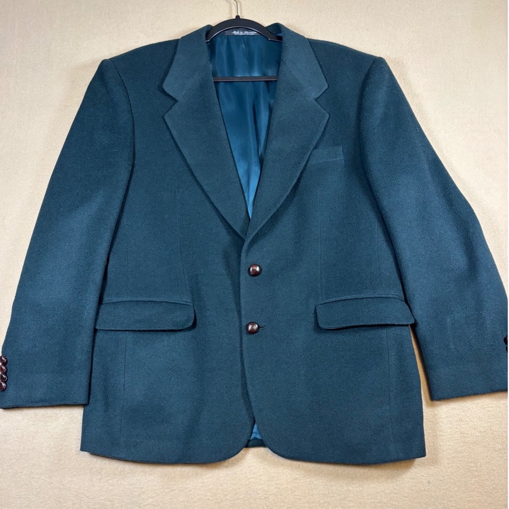 Deansgate Tailors Row Mens 40R Blazer 100% Camel Hair Forest Green Sport Coat